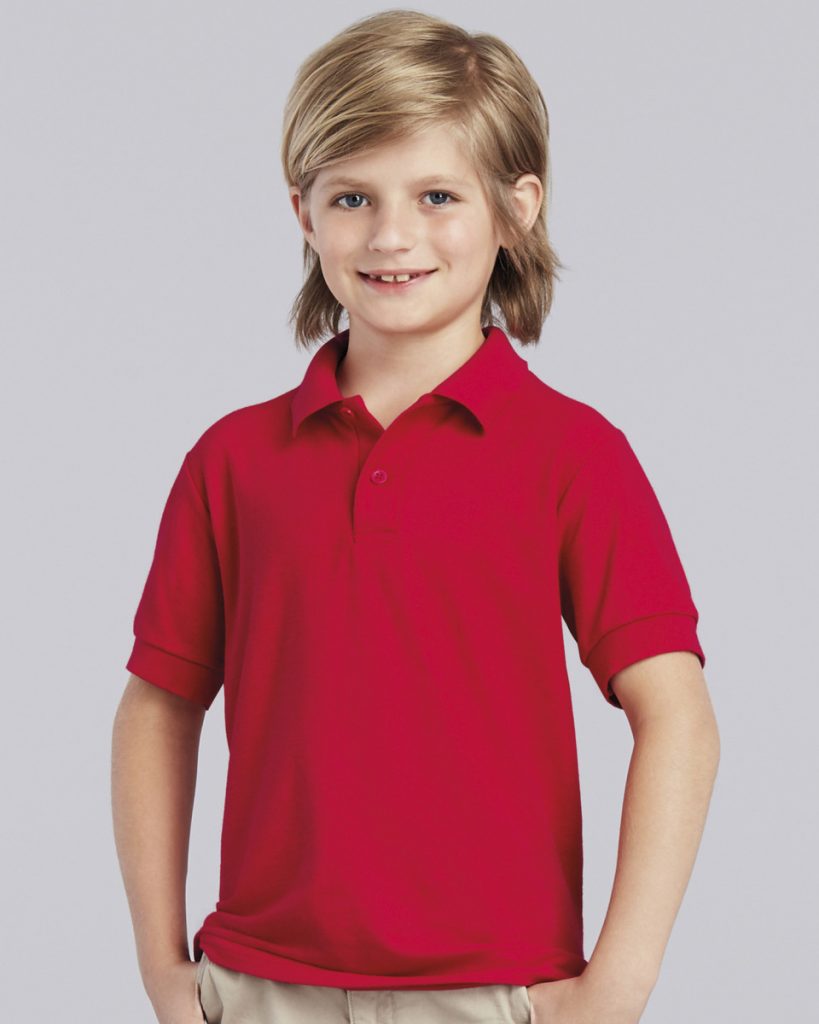 childs red polo shirt